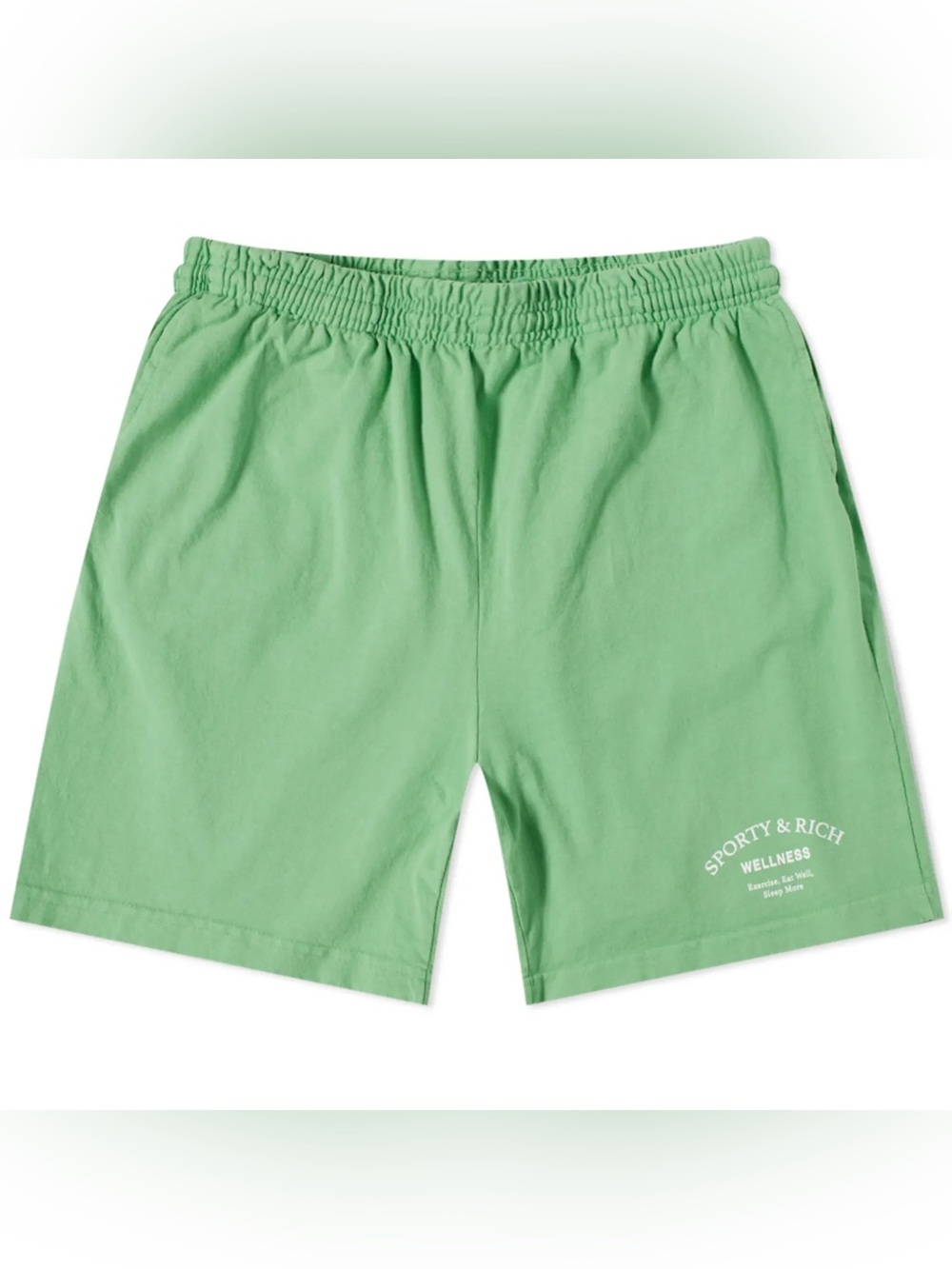 SPORTY & RICH WELLNESS STUDIO SHORTS CILANTRO GREEN SIZE MEDIUM DRAWSTRING